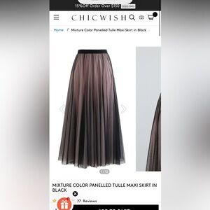 Chicwish MIXTURE COLOR PANELLED TULLE MAXI SKIRT IN BLACK